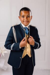 Traje almirante primera comunión niño azul marino cuello mao