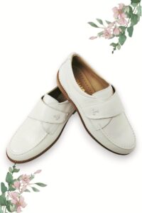 Zapatos comunión niño piel blanco roto