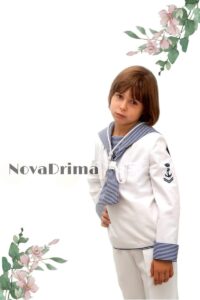 Traje marinero comunión blanco y azul