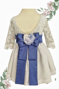 vestido gasa lazo azul